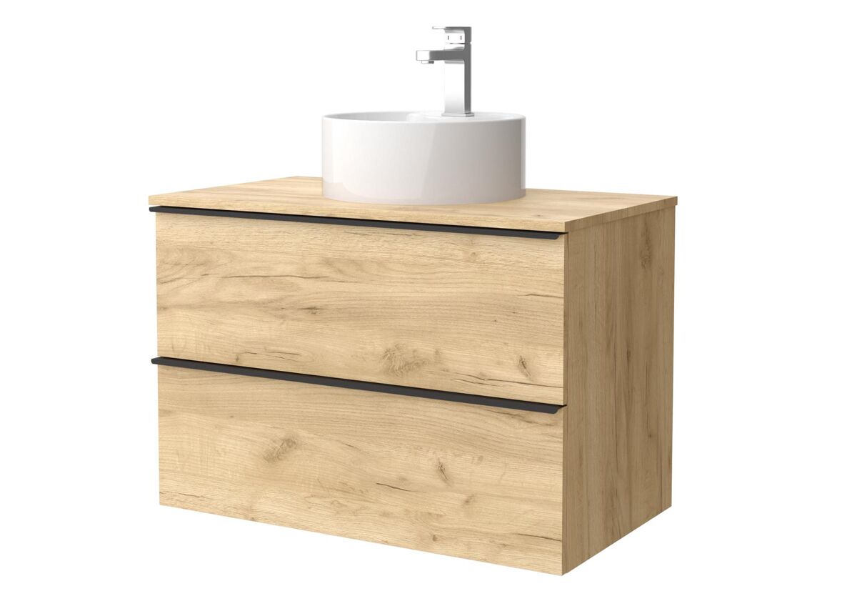 Mueble de baño Nabua con tirador de pestaña | Lavabo sobre encimera 80