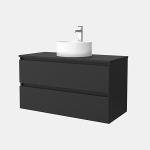 Móvel Bequia 100 cm Preto Mate |com lavatório e tampa | Salgar