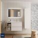 Mueble de baño 2 cajones 2 huecos con Lavabo integrado 100 Mueble de baño 2 cajones 2 huecos con Lavabo integrado 100 Blanco