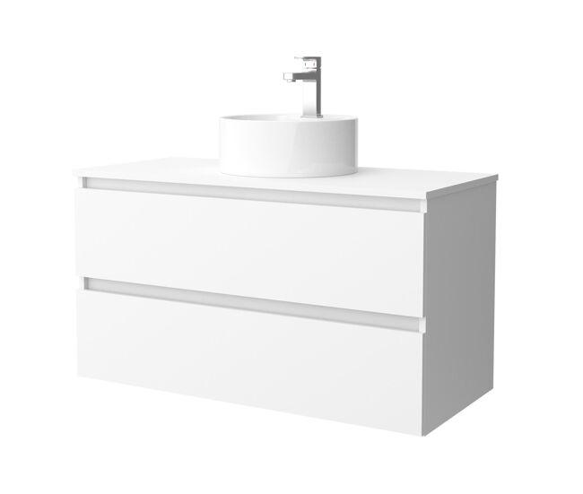 Mueble de baño bequia 100 cm blanco mate | lavabo sobre encimera | salgar