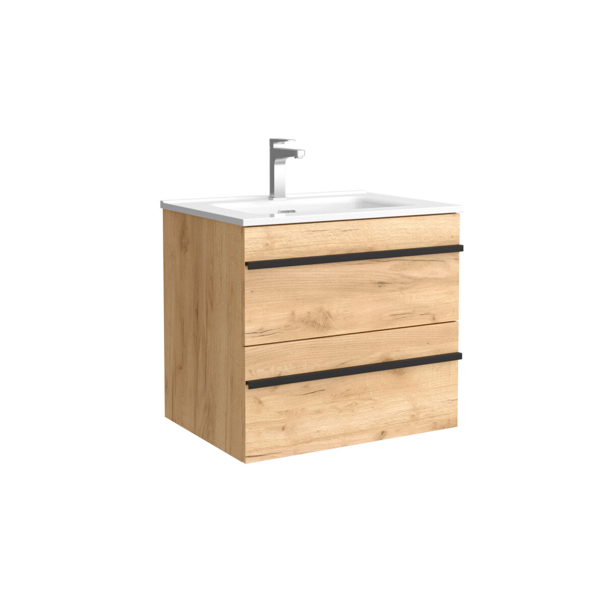 Mueble de baño BORN con perfil de tirador - Lavabo de porcelana 60