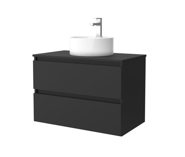 Mueble de baño bequia 80 cm negro mate | lavabo sobre encimera | salgar