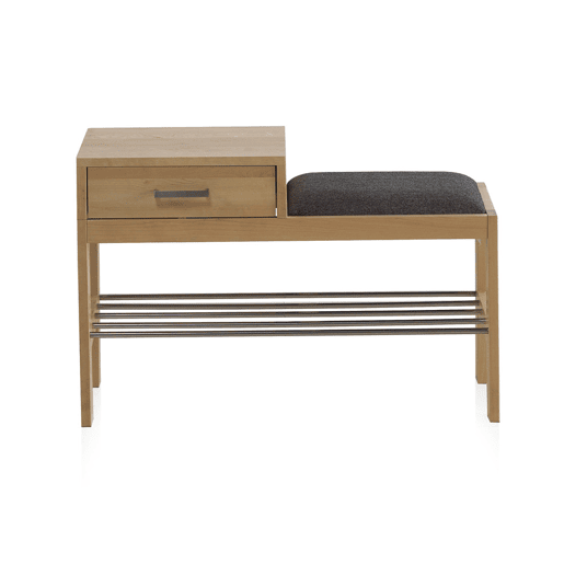 Sapateira de banco de madeira natural 80 cm
