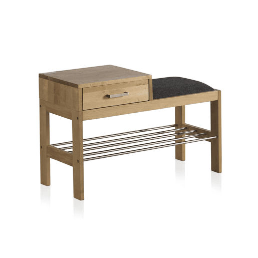 Sapateira de banco de madeira natural 80 cm