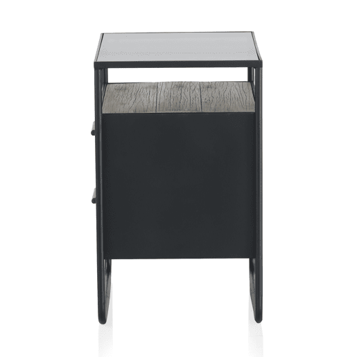 Mesa De Noite 2 Gavetas Madeira De Abeto E Ferro