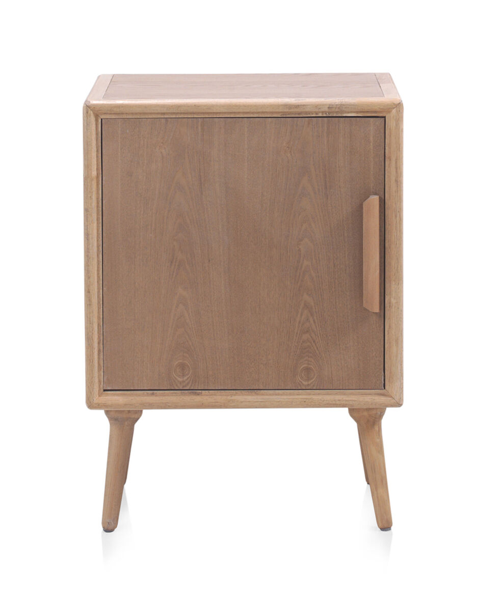 Mesilla de noche de fresno natural con puerta