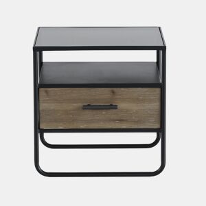 Mesa De Noite 1 Gaveta Madeira De Abeto E Ferro