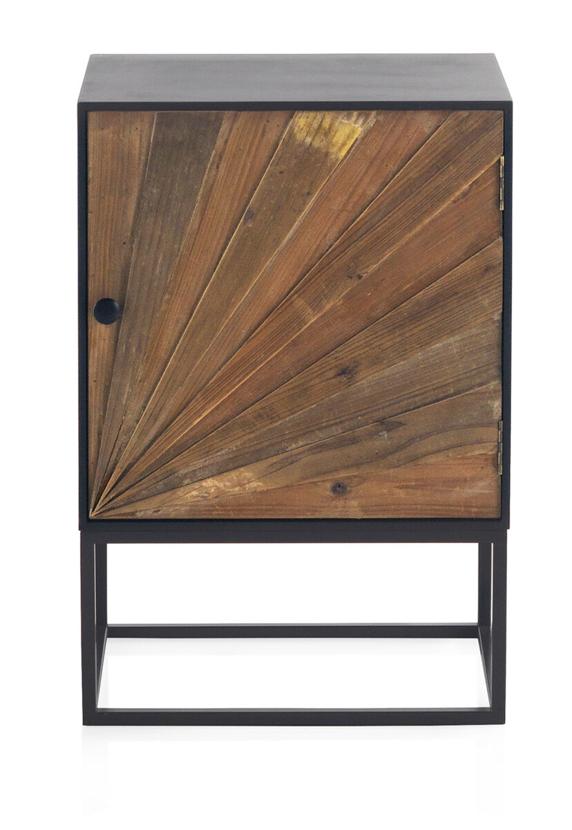 Mesilla de noche de madera 1 puerta con base de metal