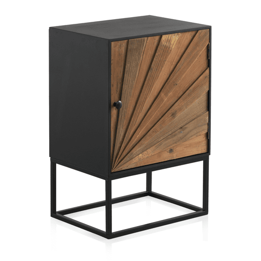 Criado mudo de madeira 1 porta com base de metal preto