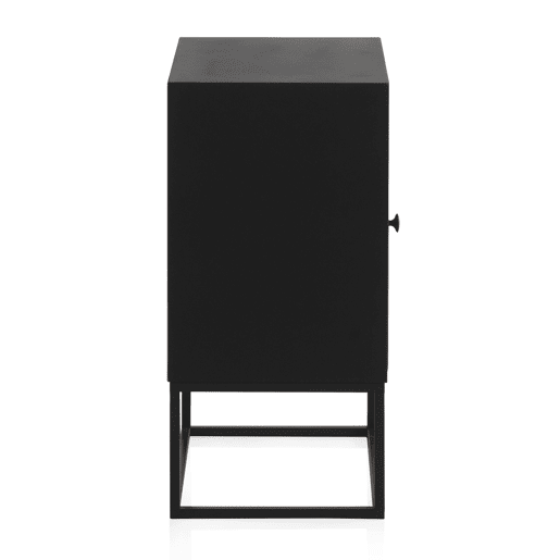 Criado mudo de madeira 1 porta com base de metal preto