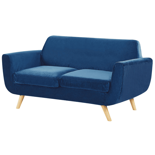 Capa de sofá de 2 lugares BERNES Veludo Azul marinho