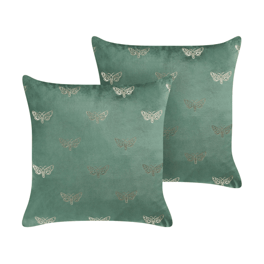 Conjunto de 2 almofadas decorativas YUZURI Veludo 45 x 45 cm Verde esmeralda Padrão animal