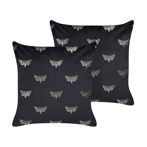 Conjunto de 2 almofadas decorativas YUZURI Veludo 45 x 45 cm Preto Padrão animal