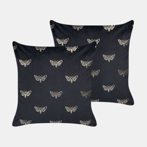 Conjunto de 2 almofadas decorativas YUZURI Veludo 45 x 45 cm Preto Padrão animal