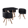 Mesa de vidro quadrada preta TEKA + 4 cadeiras de poli-couro 100x100CM
