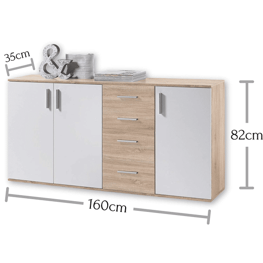 Baú Bobby Sideboard 160x82cm. 3 portas e 4 gavetas