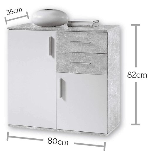 Aparador Bobby Dresser 80x82cm. 2 portas e 2 gavetas
