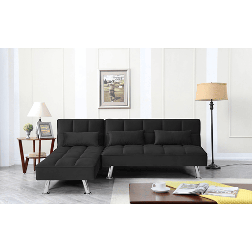 Sofá-Cama Chaise Longue Noelia XS 200cm Preto