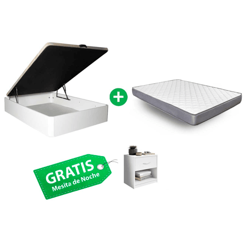 Oferta Exclusiva Web: Cama Canapé 105CM + Colchão 105CM. Mesa de cabeceira grátis 1 gaveta
