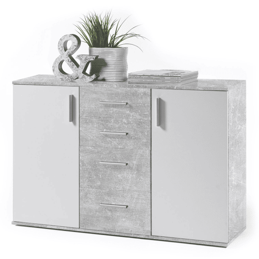 Aparador Bobby Dresser 120x82cm. 2 portas e 4 gavetas