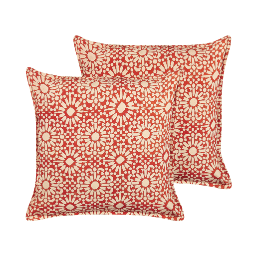 Conjunto de 2 almofadas decorativas CEIBA Algodão 45 x 45 cm Vermelho Padrão geométrico