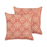 Conjunto de 2 almofadas decorativas CEIBA Algodão 45 x 45 cm Vermelho Padrão geométrico