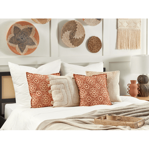 Conjunto de 2 almofadas decorativas CEIBA Algodão 45 x 45 cm Vermelho Padrão geométrico