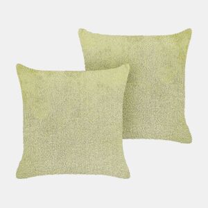 Conjunto de 2 almofadas decorativas PILEA Imitação de pele 45 x 45 cm Verde claro Sólido