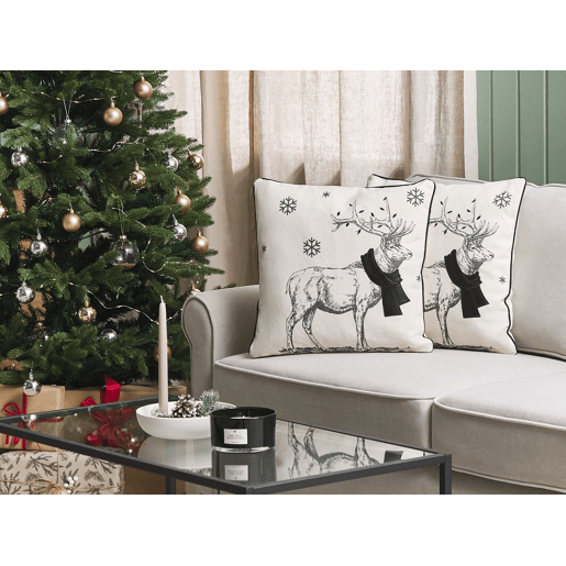 Conjunto de 2 almofadas decorativas SVEN 45 x 45 cm Preto Padrão natalicio