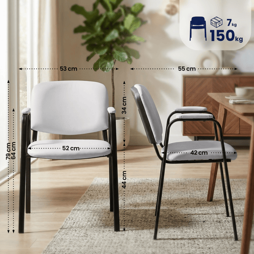 Silla apilable Ken Pro de polipiel Simil cuero Blanco 55X53X79 cm