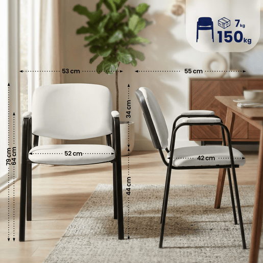 Silla apilable Ken Pro de polipiel Simil cuero Crema 55X53X79 cm