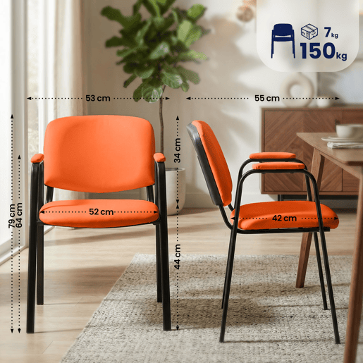 Silla apilable Ken Pro de polipiel Simil cuero Naranja 55X53X79 cm