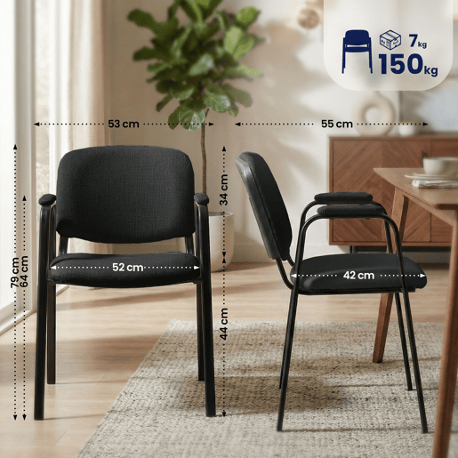 Silla Apilable de Conferencia Ken Pro de Tela Negro 55X53X79 cm