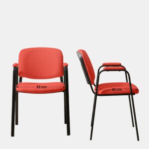 Silla Apilable de Conferencia Ken Pro de Tela Rojo 55X53X79 cm