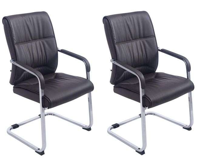 Set de 2 sillas cantiléver anubis en piel sintética simil cuero marrón 65x58x102 cm