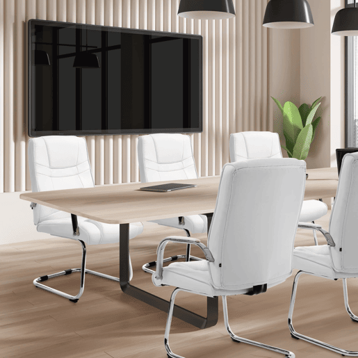 Set de 2 sillas cantilever XXL Attila en polipiel Simil cuero Blanco 67X60X104 cm Set de 2 sillas cantilever XXL Attila en polipiel Simil cuero Blanco 67X60X104 cm
