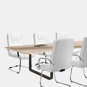 Set de 2 sillas cantilever XXL Attila en polipiel Simil cuero Blanco 67X60X104 cm