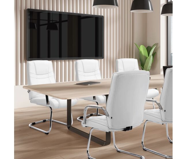 Set de 2 sillas cantilever xxl attila en polipiel simil cuero blanco 67x60x104 cm