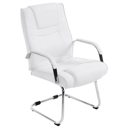 Set de 2 sillas cantilever XXL Attila en polipiel Simil cuero Blanco 67X60X104 cm Set de 2 sillas cantilever XXL Attila en polipiel Simil cuero Blanco 67X60X104 cm