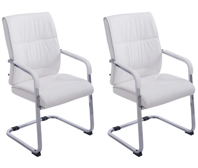Set de 2 sillas cantiléver anubis en piel sintética simil cuero blanco 65x58x102 cm