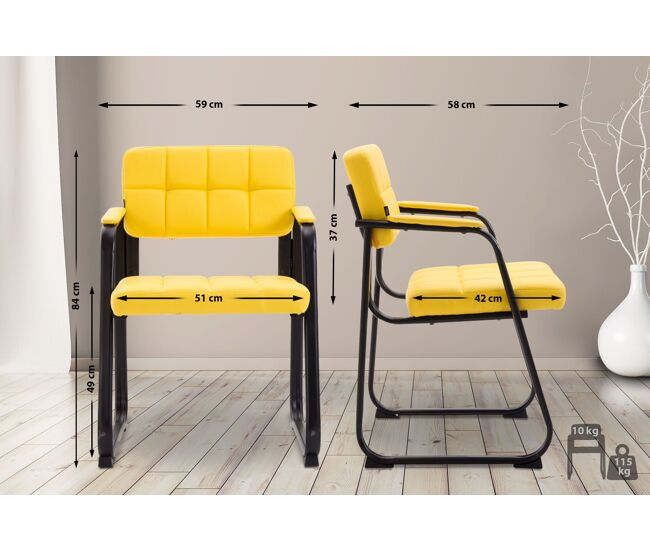 Silla para visitas canada b simil cuero amarillo 58x59x84 cm