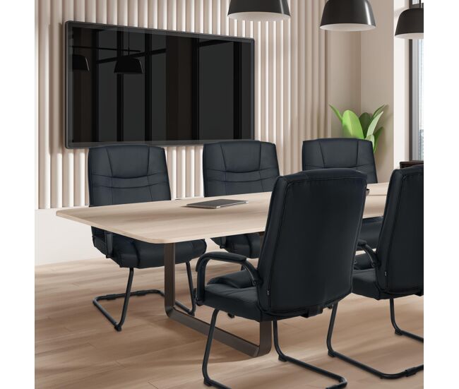 Set de 2 sillas cantilever xxl attila en polipiel simil cuero negro/negro 67x60x104 cm