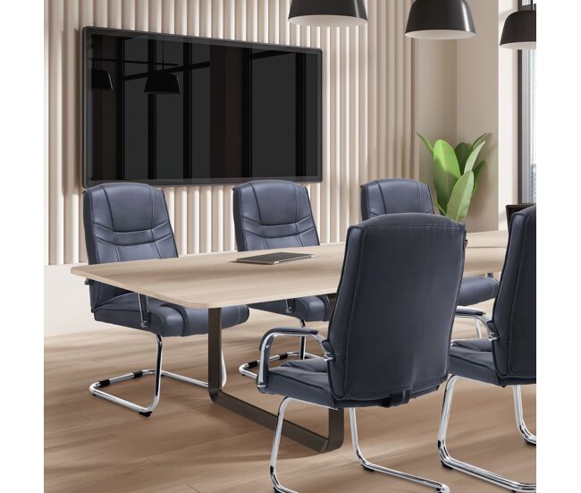 Silla cantiléver xxl attila simil cuero gris 67x60x104 cm