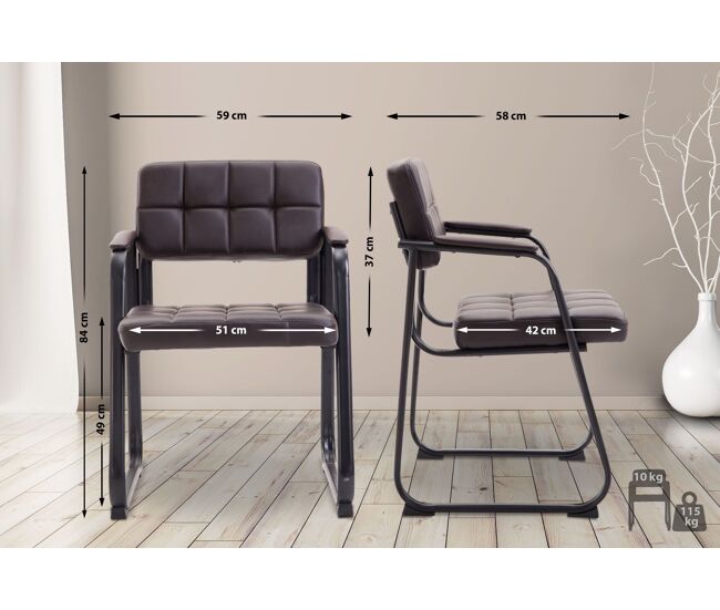 Silla para visitas canada b simil cuero marrón 58x59x84 cm