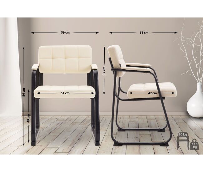 Silla para visitas canada b simil cuero crema 58x59x84 cm