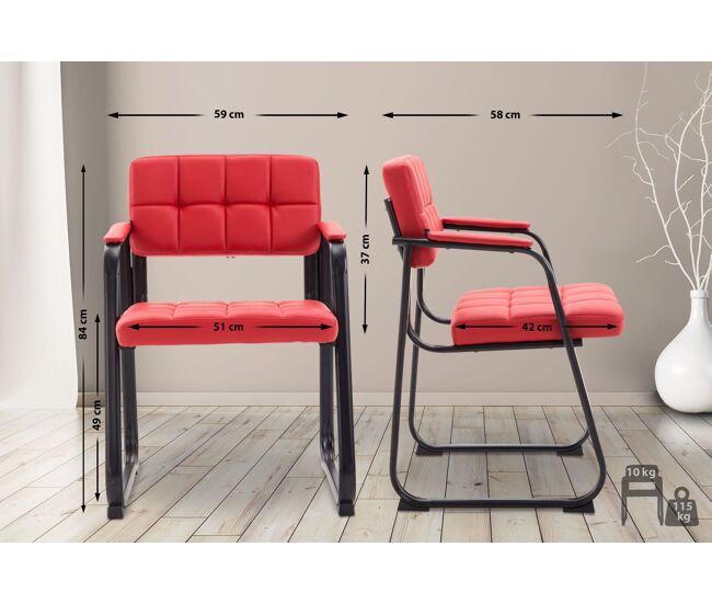 Silla para visitas canada b simil cuero rojo 58x59x84 cm
