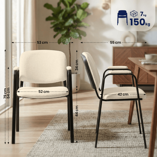 Silla Apilable de Conferencia Ken Pro de Tela Crema 55X53X79 cm