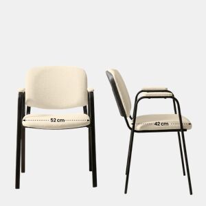 Silla Apilable de Conferencia Ken Pro de Tela Crema 55X53X79 cm