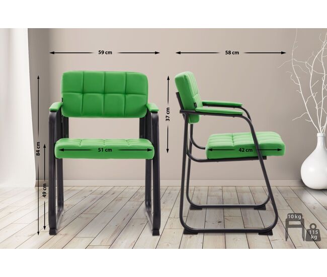 Silla para visitas canada b simil cuero verde 58x59x84 cm