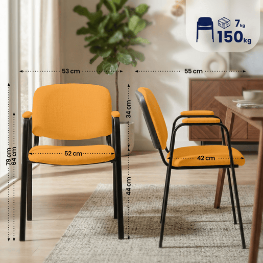 Silla Apilable de Conferencia Ken Pro de Tela Naranja 55X53X79 cm